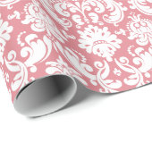 Papier cadeau | Damask Floral Rose Blanc (Coin rond)