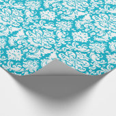 Papier cadeau | Damask Floral Turquoise Blanc (Coin)