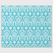 Papier cadeau | Damask Floral Turquoise Blanc (Plat)