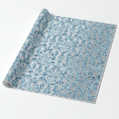 Papier Cadeau Damask Parties scintillant Blue Silver Grey Royal  (Déroulé)