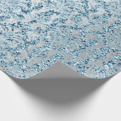 Papier Cadeau Damask Parties scintillant Blue Silver Grey Royal  (Coin)