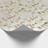Papier Cadeau Damask Parties scintillant Faux Gold Grey Silver R (Coin)