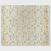 Papier Cadeau Damask Parties scintillant Faux Gold White Royal C (Plat)