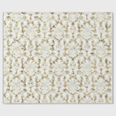 Papier Cadeau Damask Parties scintillant Faux Gold White Royal L (Plat)