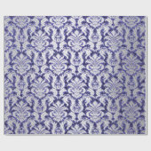Papier Cadeau Damask Parties scintillant Indigo Silver Grey Roya (Plat)