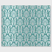 Papier Cadeau Damask Parties scintillant Mint Silver Grey Royal  (Plat)