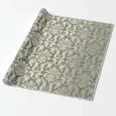 Papier Cadeau Damask Parties scintillant Mint Silver Grey Royal  (Déroulé)