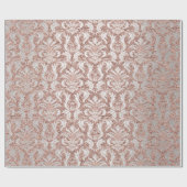 Papier Cadeau Damask Parties scintillant Rose Gold White Royal C (Plat)