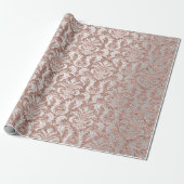 Papier Cadeau Damask Parties scintillant Rose Gold White Royal C (Déroulé)