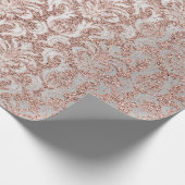 Papier Cadeau Damask Parties scintillant Rose Gold White Royal C (Coin)