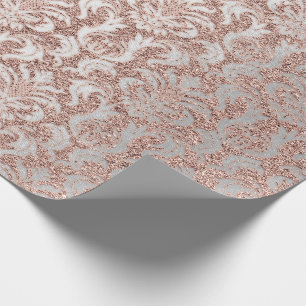 Papier Cadeau Damask Parties scintillant Rose Gold White Royal C