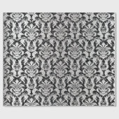 Papier Cadeau Damask Parties scintillant Silver Grey Black Royal (Plat)