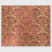 Papier Cadeau Damask Royal Bourgogne Red Maroon Gold Honey (Plat)