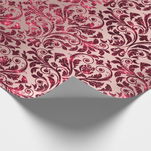 Papier Cadeau Damask Royal Bourgogne Rouge Maroon rose rose (Coin)