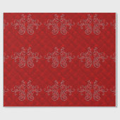 Papier Cadeau Damask Royal Diamond Silver Red Holiday hiver (Plat)