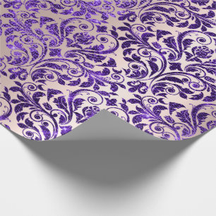 Papier Cadeau Damask Royal Purple Amethyst Violet Blush Skinny