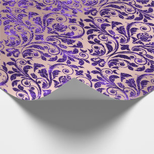 Papier Cadeau Damask Royal Purple Améthyste Violet Blush Rose