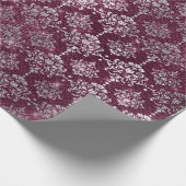 Papier Cadeau Damask Silver Grey Royal Burgundy Beet Sparkly (Coin)