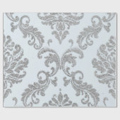 Papier Cadeau Damask Silver Grey Royal Metallic Blue Parties sci (Plat)