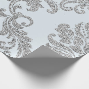 Papier Cadeau Damask Silver Grey Royal Metallic Blue Parties sci