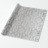 Papier Cadeau Damask Silver Grey Royal Metallic Mariage élégant (Déroulé)