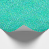 Papier Cadeau damassé arabesque - aqua et turquoise (Coin)