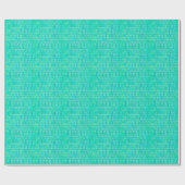 Papier Cadeau damassé arabesque - aqua et turquoise (Plat)