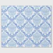 Papier Cadeau Damassé Bleu Vintage (Plat)
