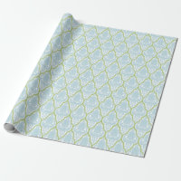 Damassé bleue et verte chic minable