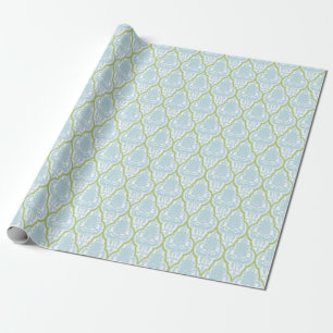 Papier Cadeau Damassé bleue et verte chic minable