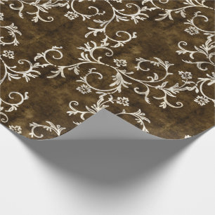 Papier Cadeau Damassé Brown et blanche