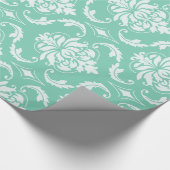 Papier Cadeau Damassé classique verte et blanche de lucite (Coin)