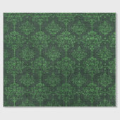 Papier Cadeau Damassé de Burlap Vert (Plat)