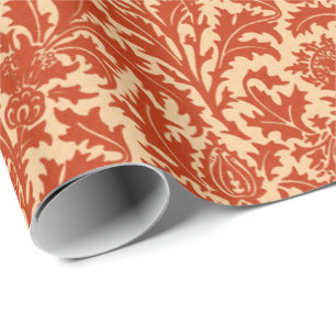 Papier Cadeau Damassé de chardon de William Morris, mandarine