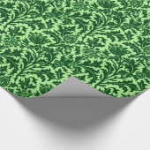 Papier Cadeau Damassé de chardon de William Morris, vert vert (Coin)