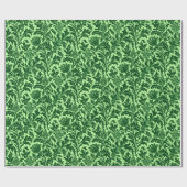 Papier Cadeau Damassé de chardon de William Morris, vert vert (Plat)