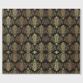 Papier Cadeau Damassé doré élégant écriture noire (Plat)
