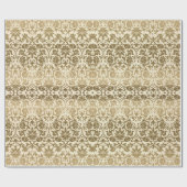 Papier Cadeau Damassé florale crème d'or (Plat)