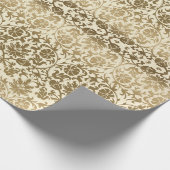 Papier Cadeau Damassé florale crème d'or (Coin)