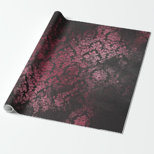 Papier Cadeau Damassé grunge 16 d'éraflure antique rose et noire