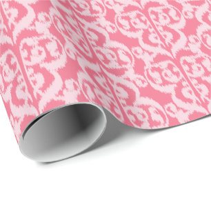 Papier Cadeau Damassé maure d'Ikat - nuances du rose de corail