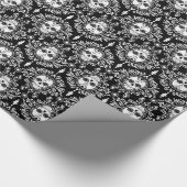 Papier Cadeau Damassé morte - papier d'emballage de crânes chics (Coin)