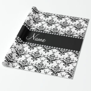 Papier Cadeau Damassé noire blanche nommée personnalisée