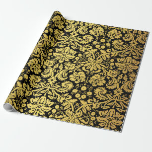Papier Cadeau Damassé royale classique élégante de noir et d'