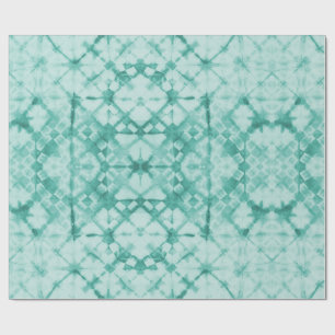 Papier Cadeau Damé à motifs damier sarcelle Shibori