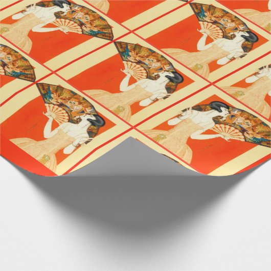 Papier Cadeau dame art déco avec ventilateur (Coin)