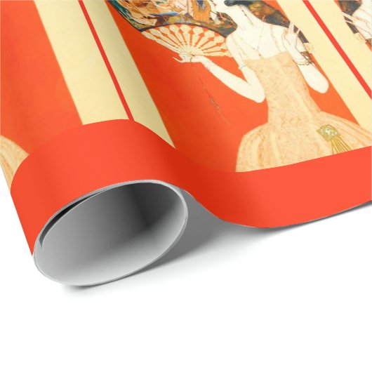 Papier Cadeau dame art déco avec ventilateur (Coin rond)