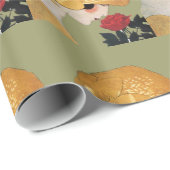 Papier Cadeau DAME AVEC ROSE ROUGE / Mode beauté (Coin rond)