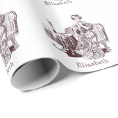 Papier Cadeau dame boit du thé (Coin rond)