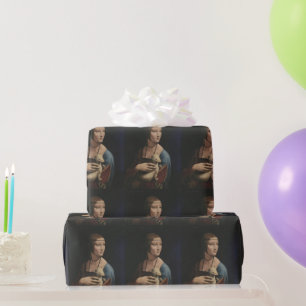 PAPIER CADEAU DAME DA VINCI AVEC UN LIVRE D'ÉMINE